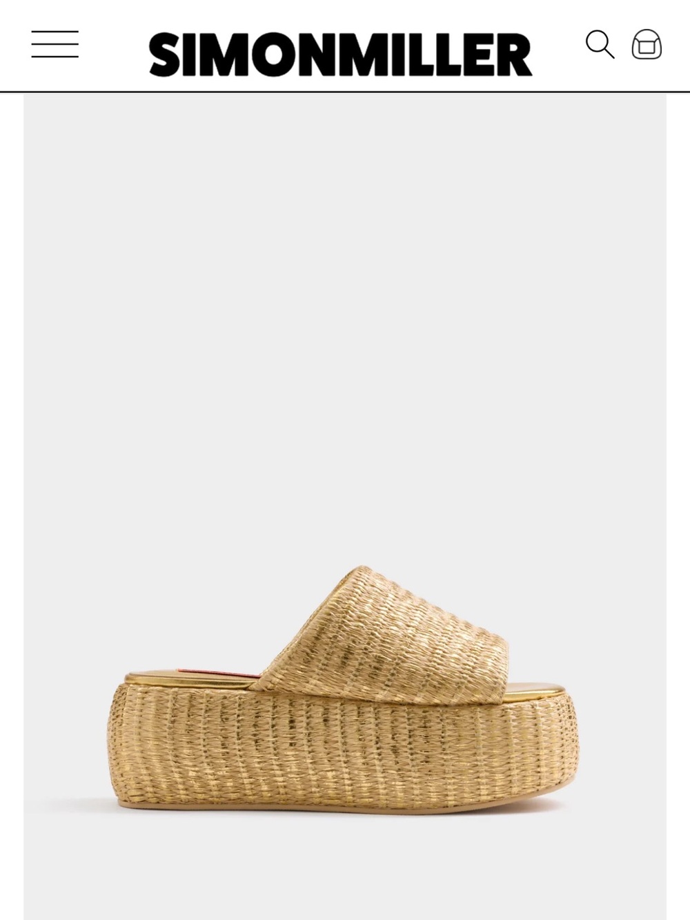*SIMMON MILLER* Raffia Cloudy Platform in Gold/Natural Size 9 NIB